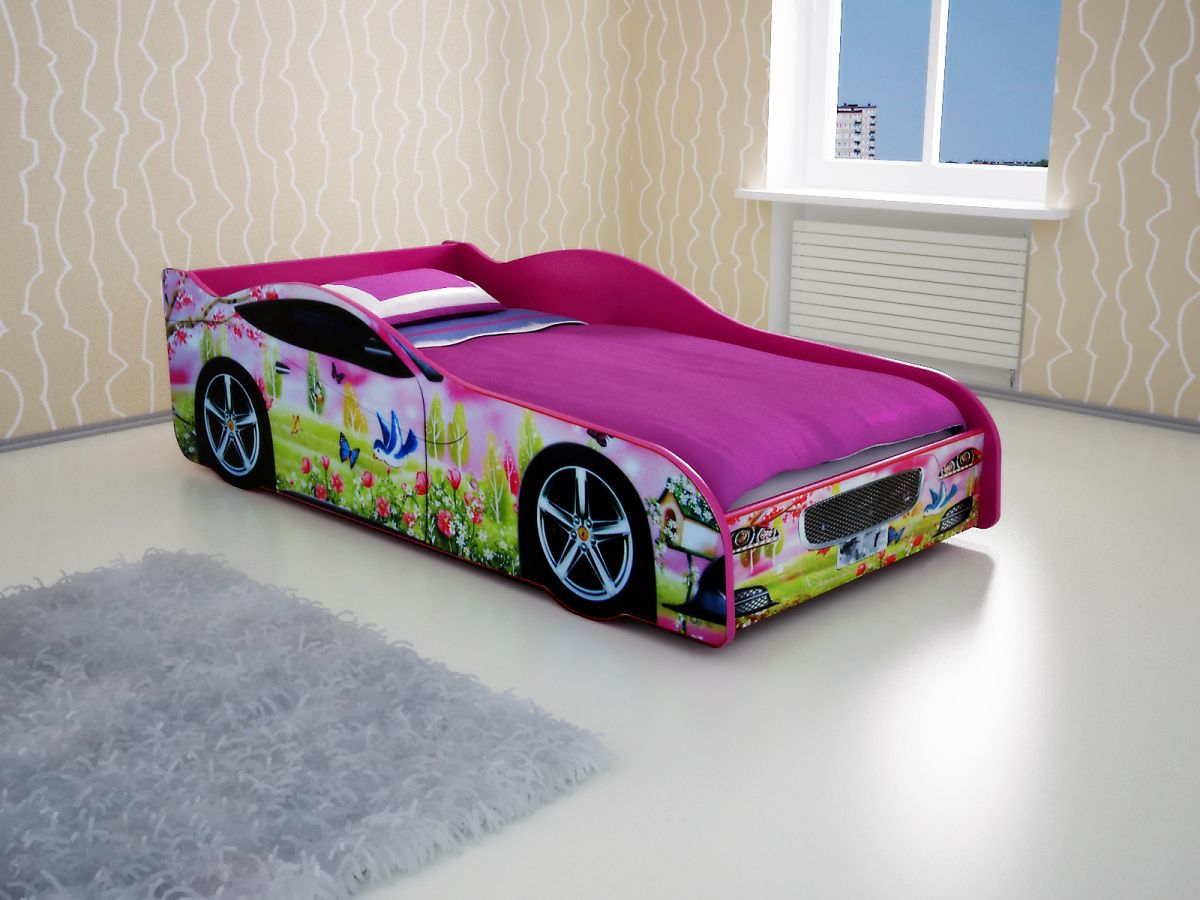 Кровать-машина Розовый лес